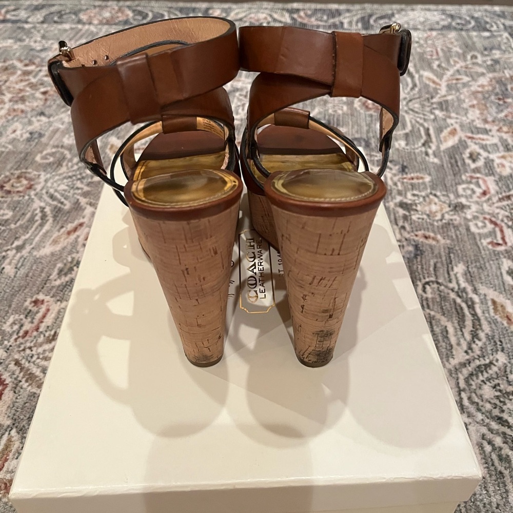 Coach Charla Vachetta Wedge Sandal A8238 Cowboy size 8 - Picture 4 of 6